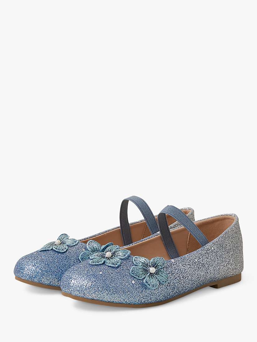 Buy Angels By Accessorize Kids' Floral Ombre Glitter Ballerina Shoes, Blue Online at johnlewis.com
