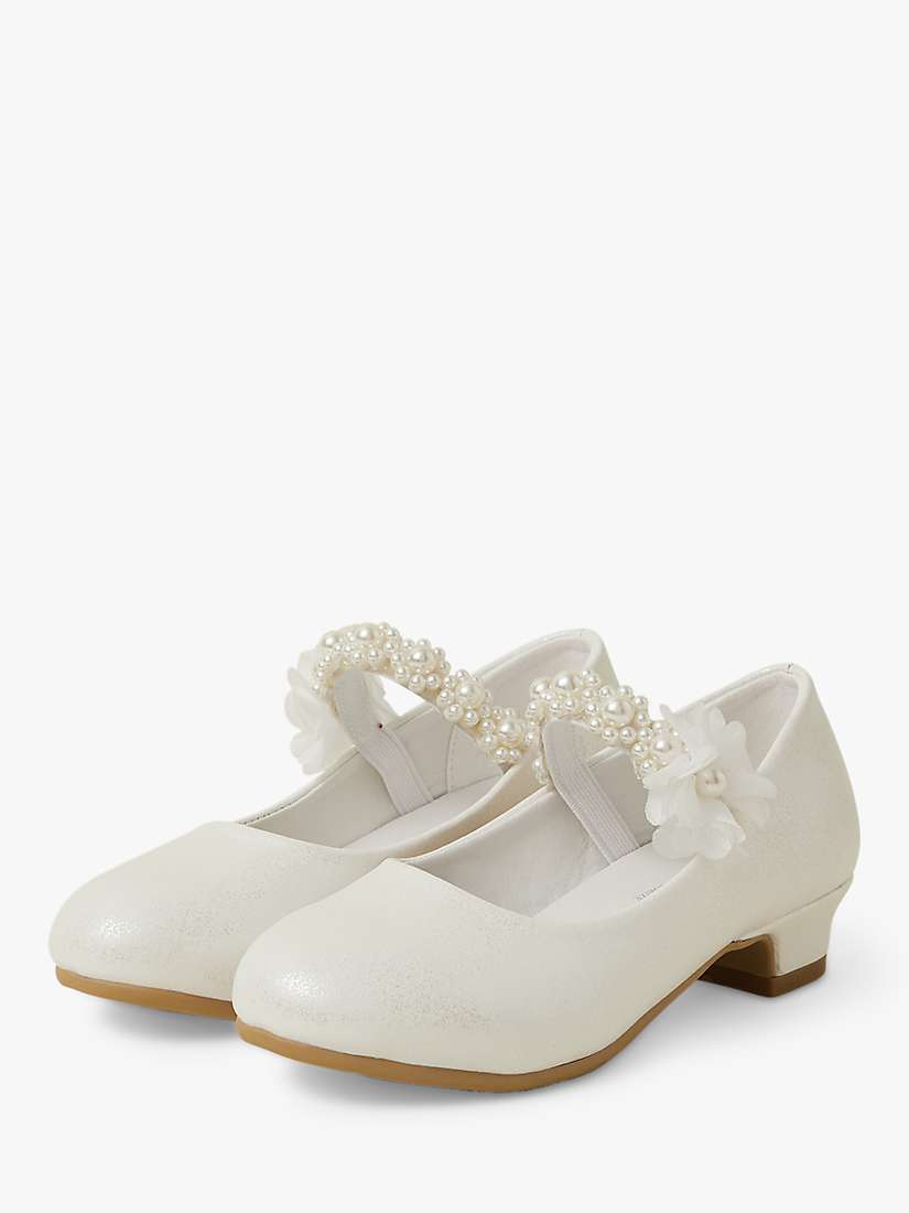 Buy Angels By Accessorize Kids' Pearl Strap Glitter Flamenco Shoes, Ivory Online at johnlewis.com