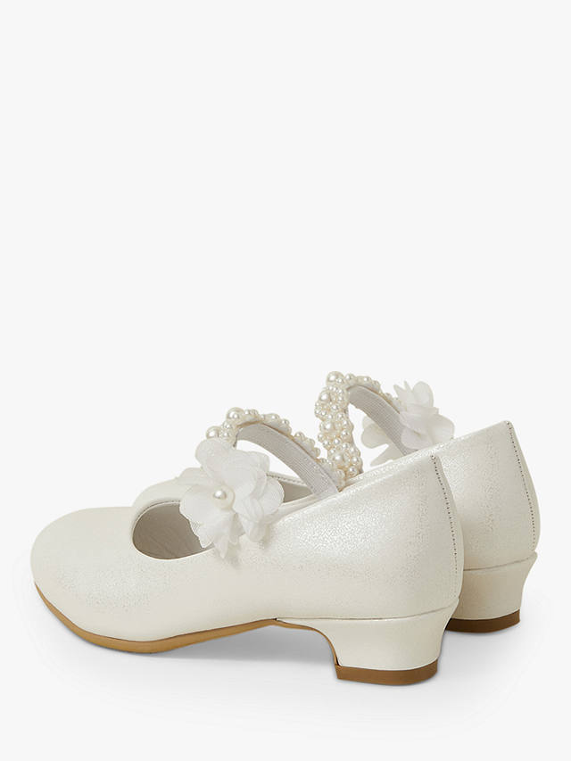 Angels By Accessorize Kids' Pearl Strap Glitter Flamenco Shoes, Ivory