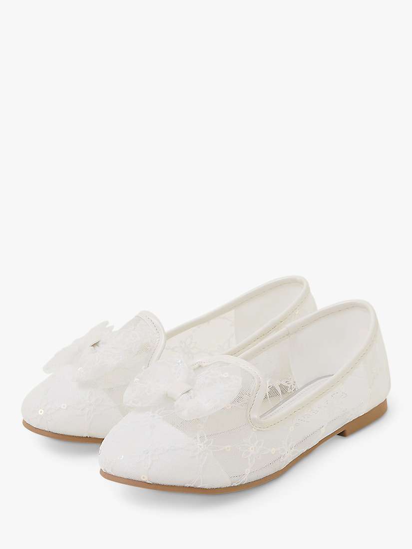 Buy Accessorize Kids' Lace Bow Ballerina Shoes, White Online at johnlewis.com
