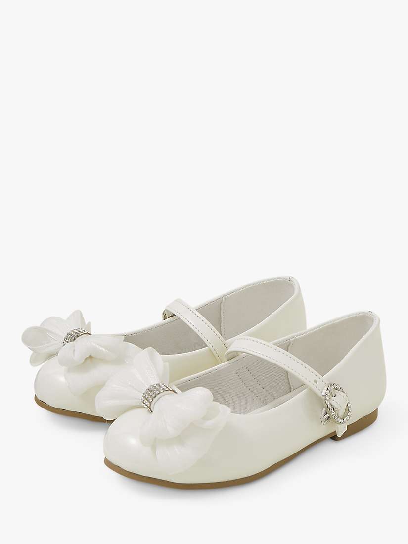 Buy Angels By Accessorize Kids' Patent Diamante Bow Ballerina Shoes, Ivory Online at johnlewis.com