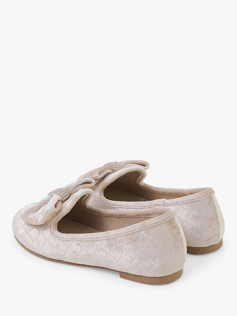 Buy Angels By Accessorize Kids' Velvet Bow Ballerina Shoes, Champagne Online at johnlewis.com