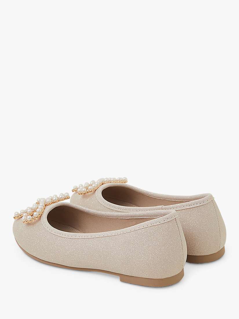 Buy Angels By Accessorize Kids' Pearl Bow Glitter Ballerina Shoes, Gold Online at johnlewis.com