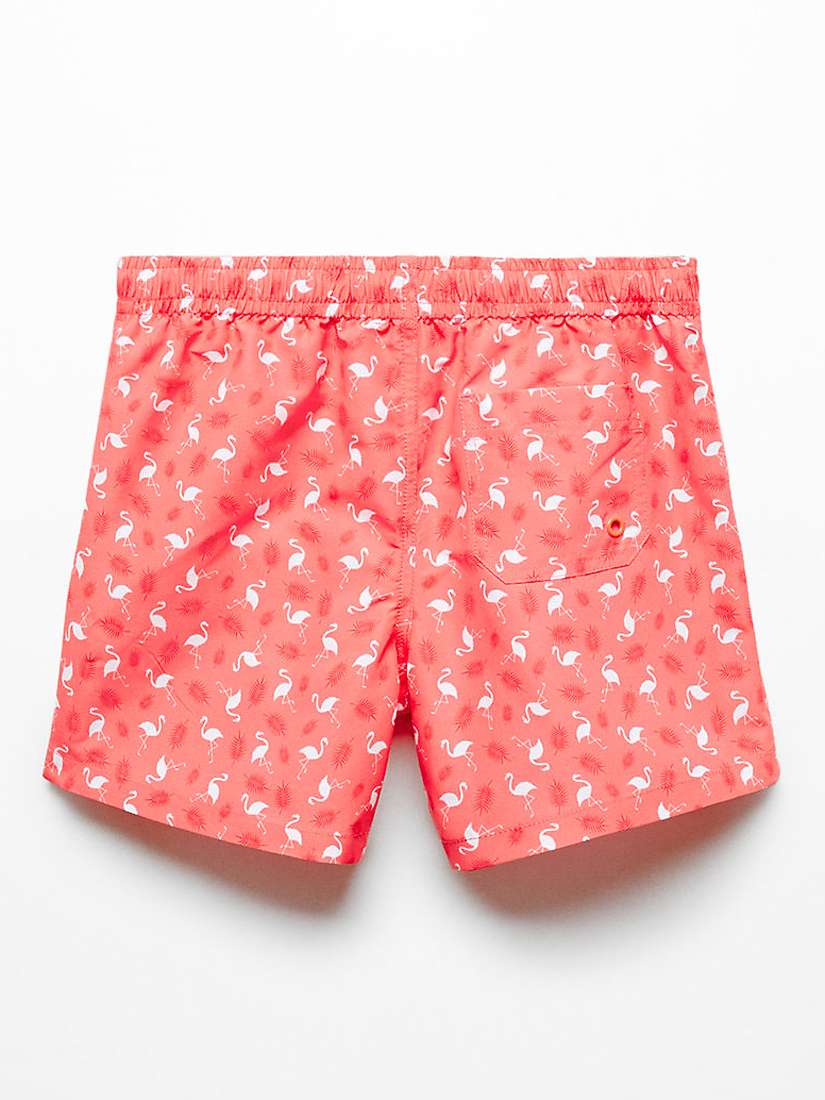 Buy Mango Kids' Flamingo Print Swim Trunks, Bright Red Online at johnlewis.com