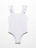 Mango Kids' Isla Ruffle Detail Swimsuit, White