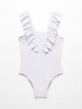 Mango Kids' Isla Ruffle Detail Swimsuit, White