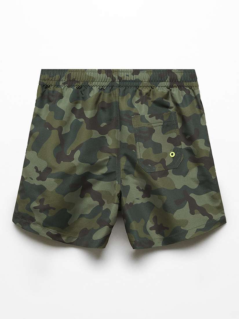 Buy Mango Kids' Militar Camouflage Print Swim Shorts, Medium Green Online at johnlewis.com