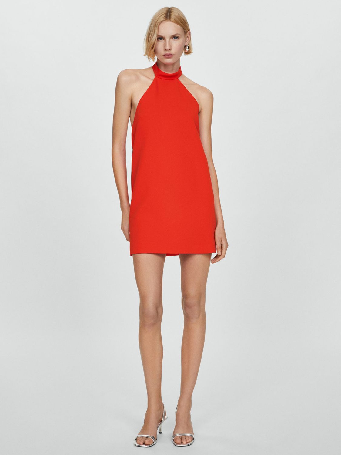 Mango Bobiet Halterneck Mini Dress, Red, 10