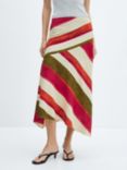 Mango Cherry Diagonal Stripe Midi Skirt, Multi