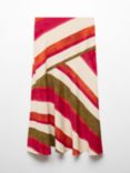Mango Cherry Diagonal Stripe Midi Skirt, Multi
