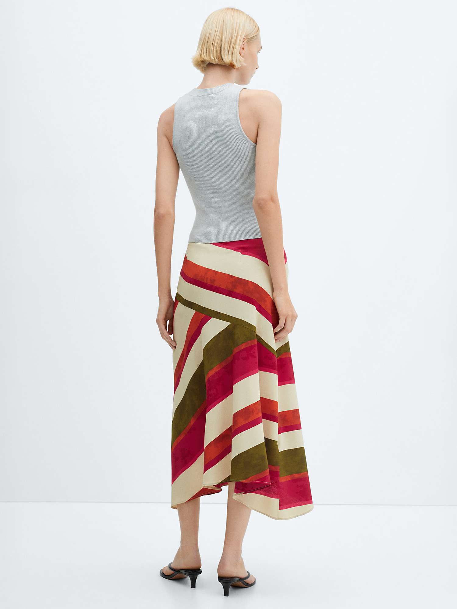 Buy Mango Cherry Diagonal Stripe Midi Skirt, Multi Online at johnlewis.com