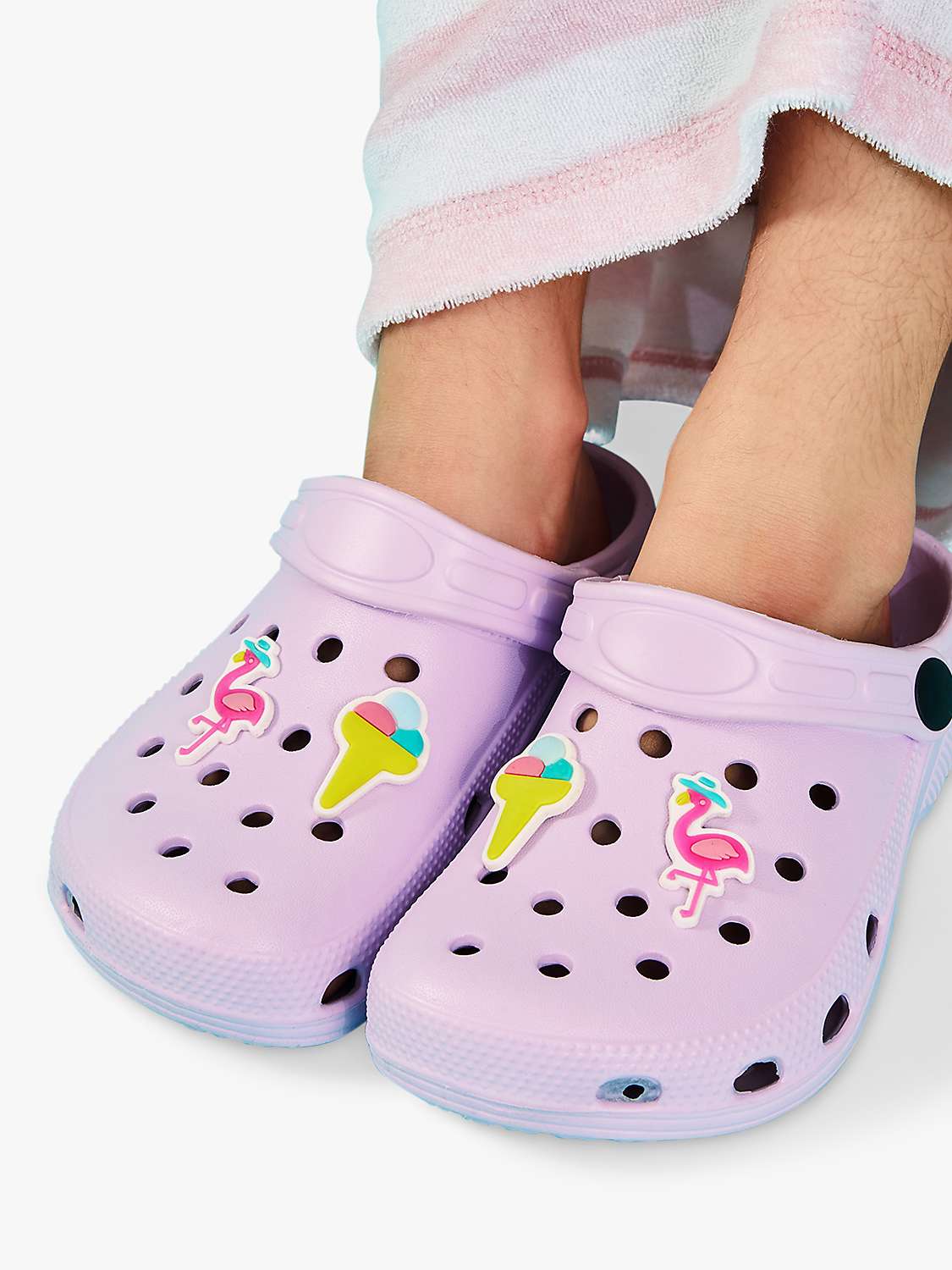 Buy Angels By Accessorize Kids' Flamingo Charm Clogs, Lilac Online at johnlewis.com