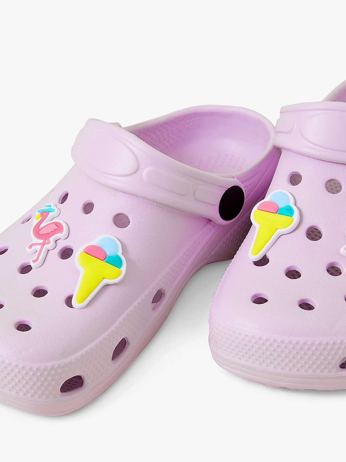 Buy Angels By Accessorize Kids' Flamingo Charm Clogs, Lilac Online at johnlewis.com