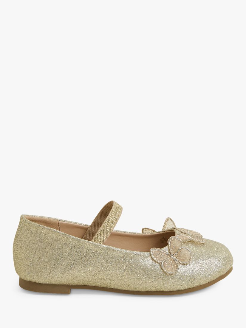 Angels by Accessorize Kids' Butterfly Ballerina Shoes, Gold, 7 Jnr