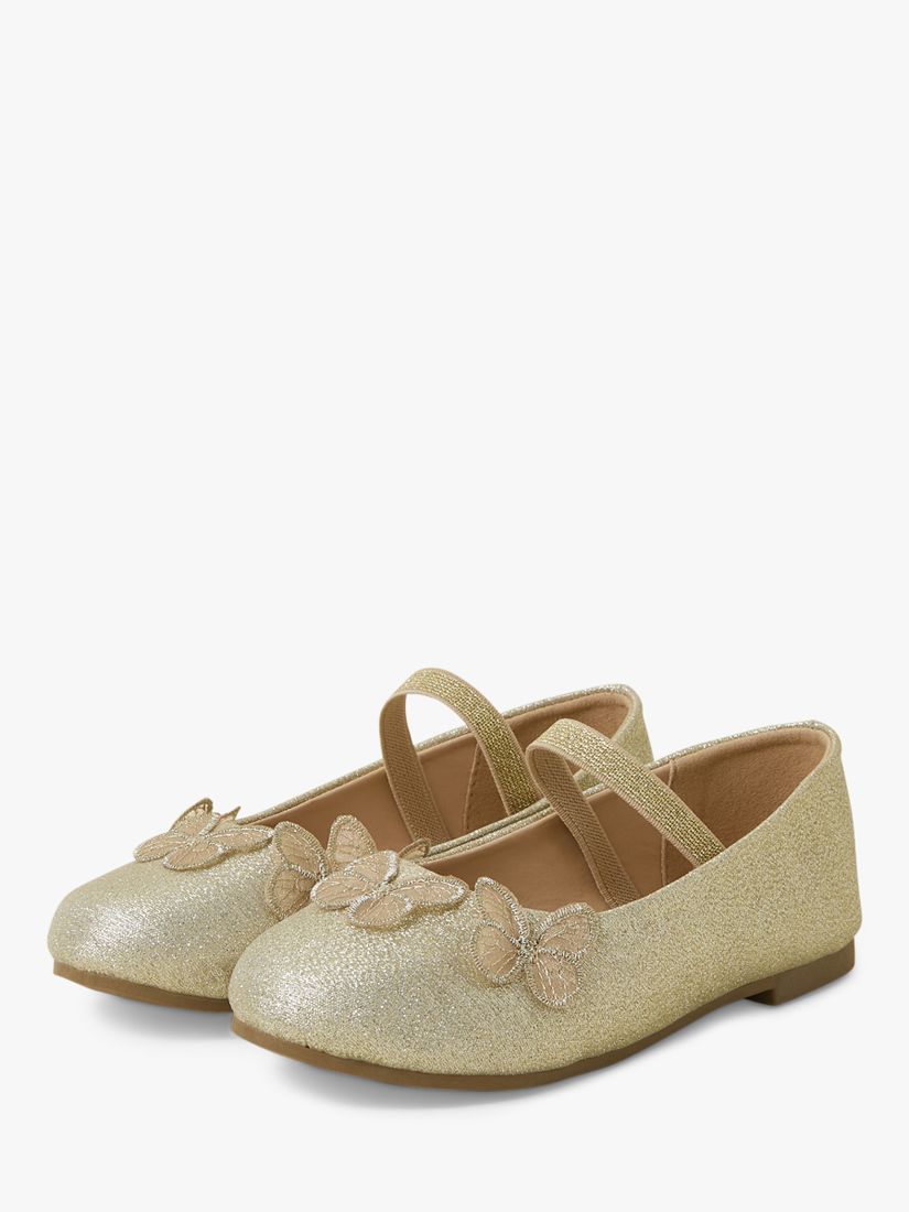 Angels by Accessorize Kids' Butterfly Ballerina Shoes, Gold, 7 Jnr