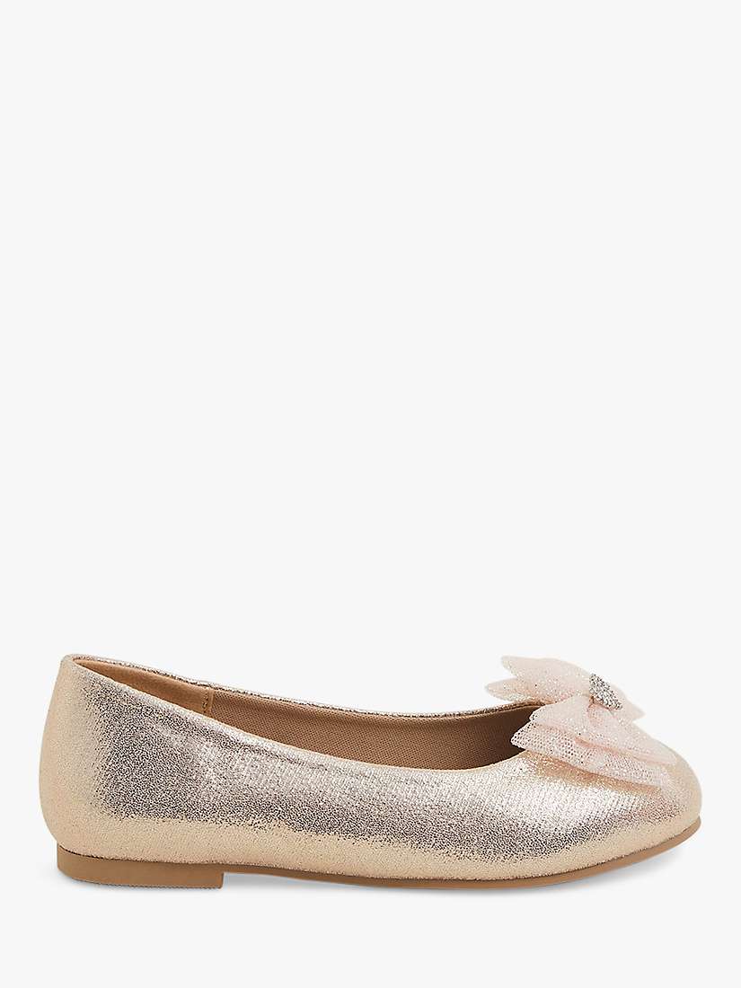 Buy Angels By Accessorize Kids' Glitter Bow Ballerina Shoes, Gold Online at johnlewis.com
