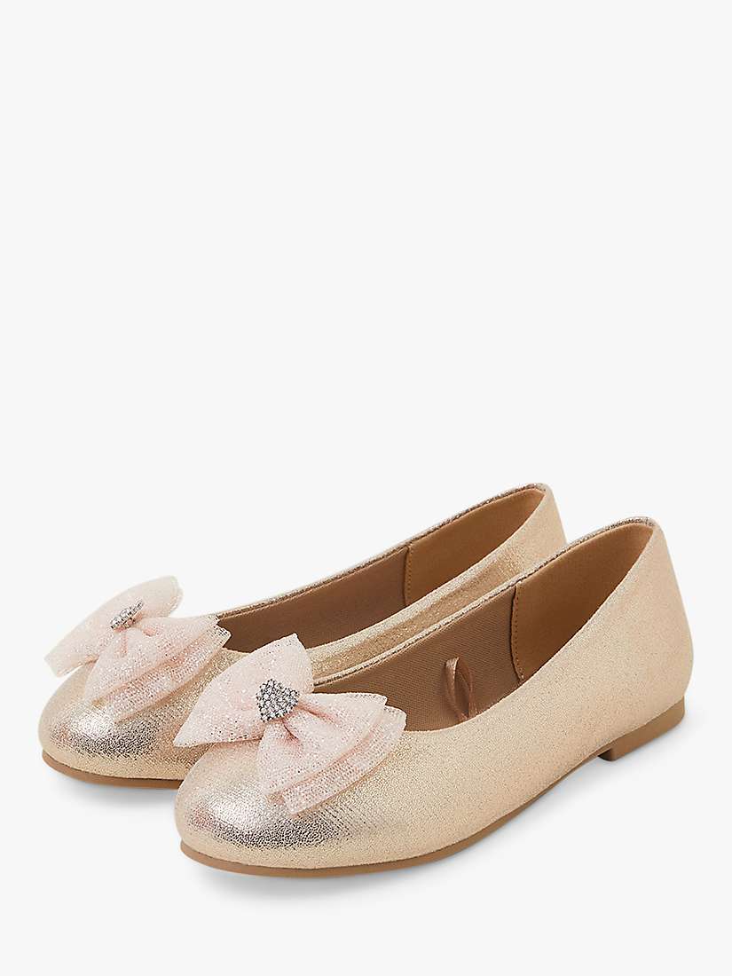 Buy Angels By Accessorize Kids' Glitter Bow Ballerina Shoes, Gold Online at johnlewis.com