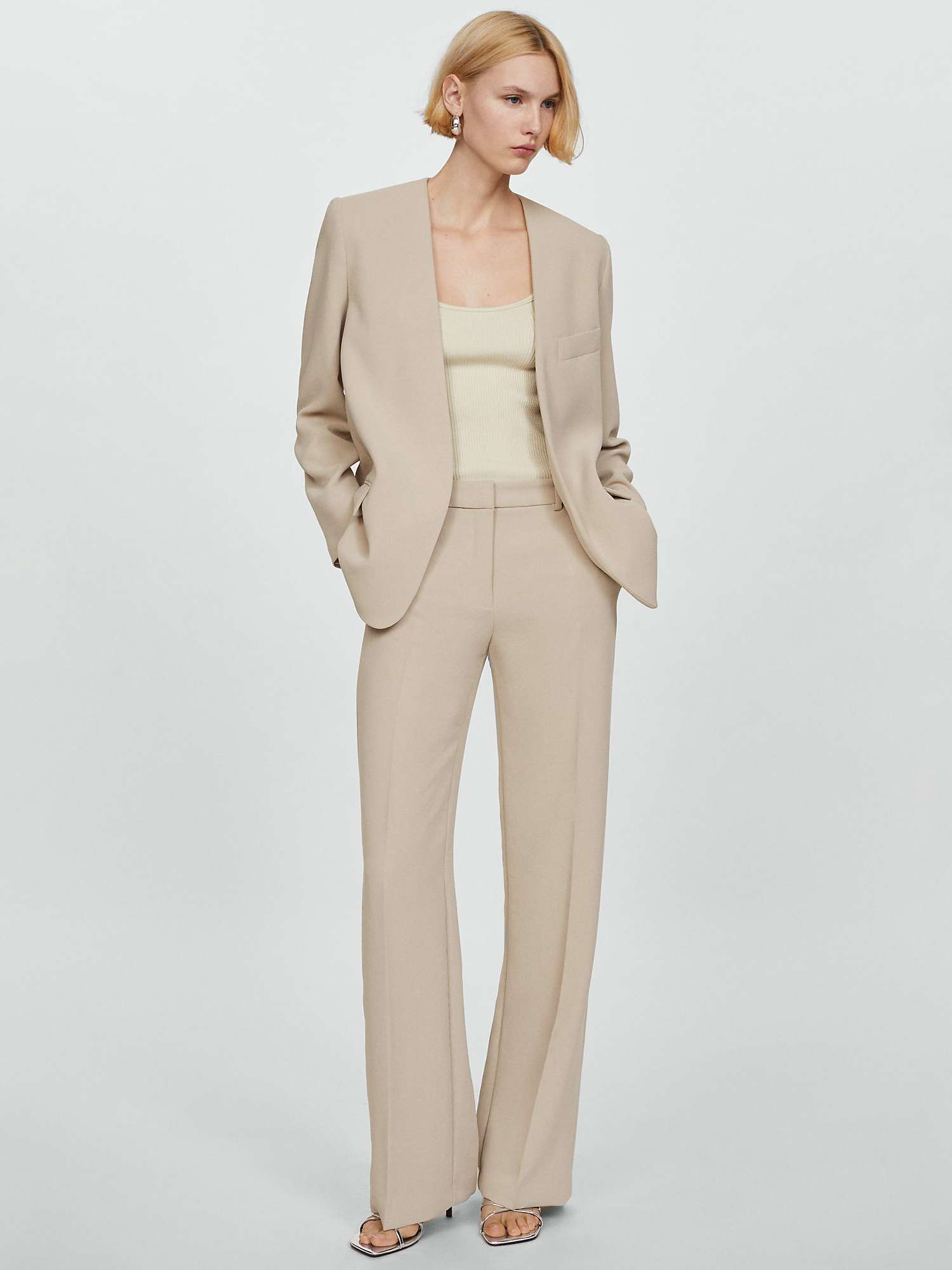 Buy Mango Pompeya Collarless Suit Blazer Online at johnlewis.com