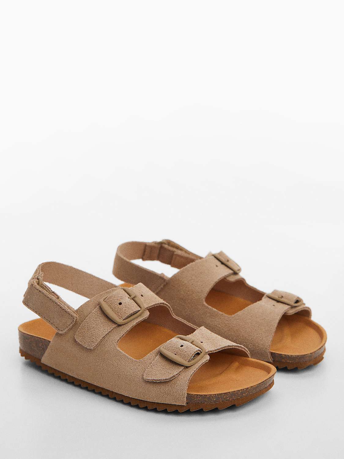 Buy Mango Kids' Leather Carlo Buckle Strap Sandals, Medium Brown Online at johnlewis.com