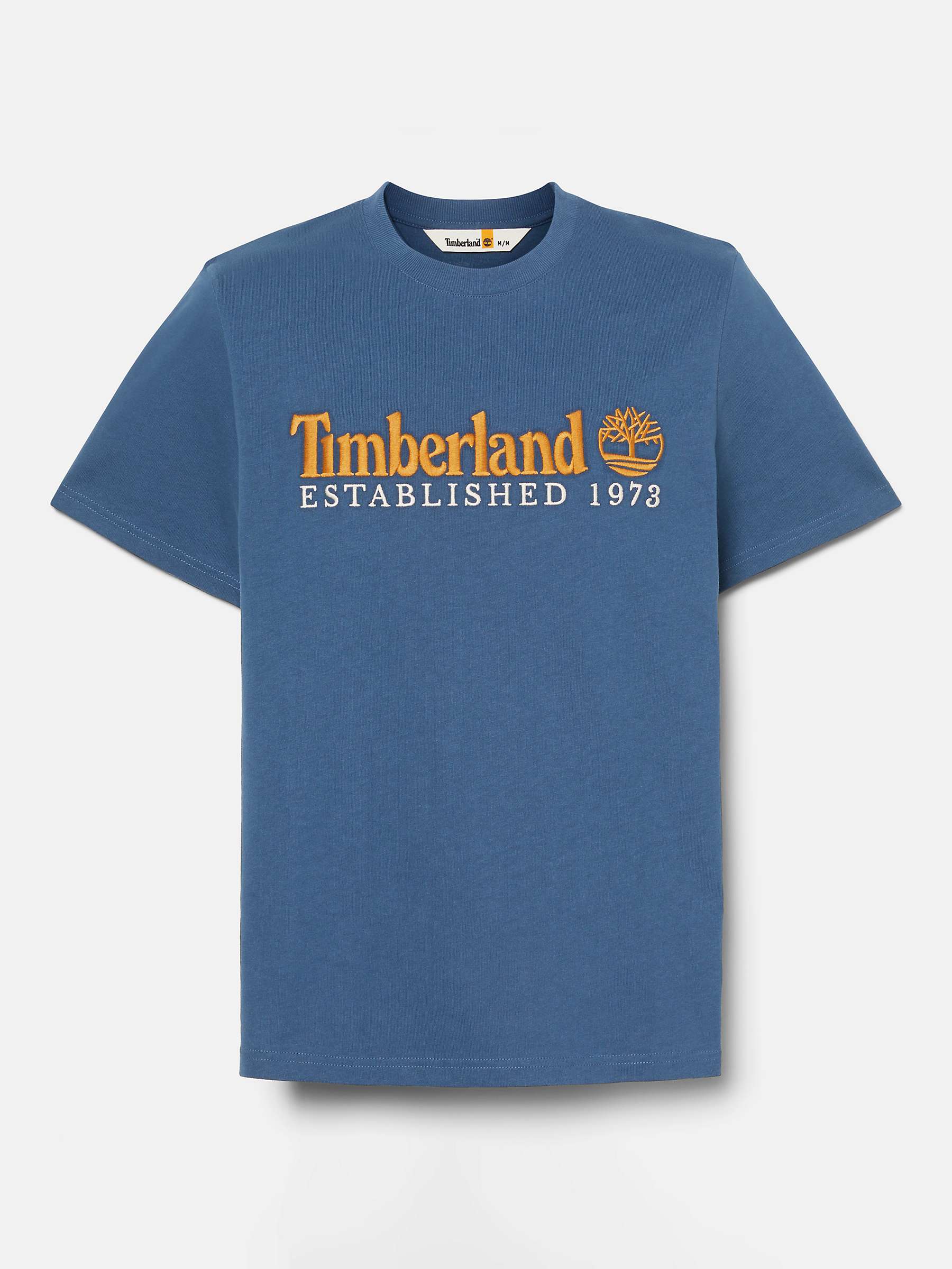 Buy Timberland Organic Cotton Embroided Logo T-Shirt, Dark Denim Online at johnlewis.com