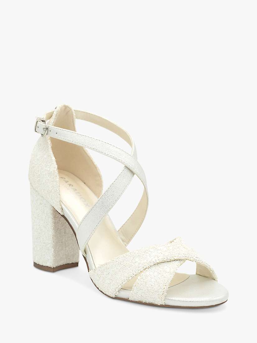 Buy Paradox London Carina Glitter Cross Strap Block Heel Sandals, Ivory Online at johnlewis.com