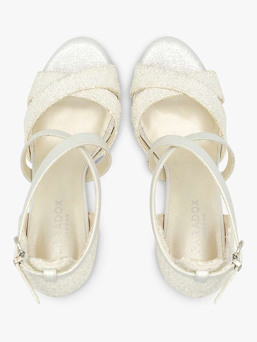 Buy Paradox London Carina Glitter Cross Strap Block Heel Sandals, Ivory Online at johnlewis.com