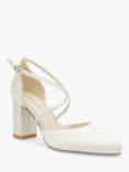 Paradox London Alysha Dyeable Satin Cross Strap Court Shoes, Ivory