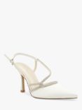 Paradox London Calliope Embellished Satin High Heel Slingback Court Shoes, Ivory