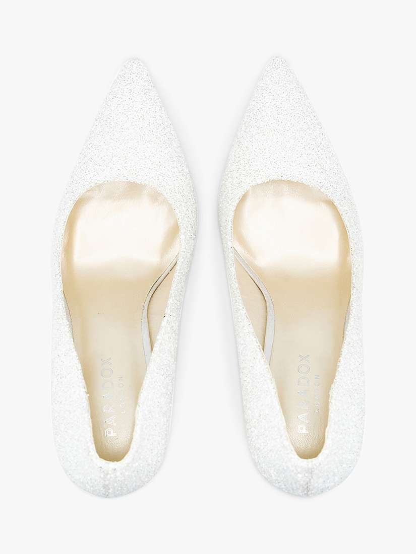 Buy Paradox London Cassia Glitter High Heel Court Shoes, White Online at johnlewis.com