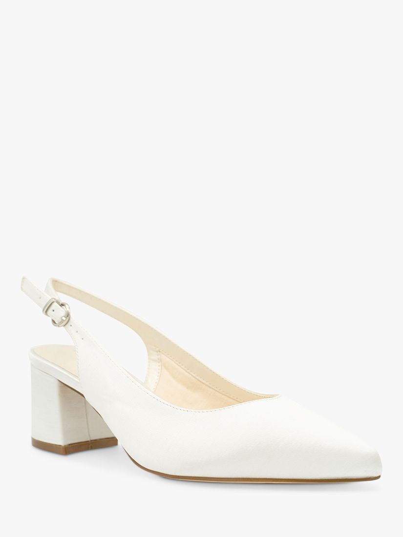Paradox London Bessy Wide Fit Dyeable Satin Slingback Court Shoes, Ivory, 3