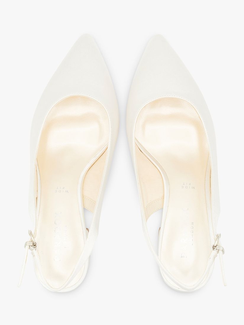 Paradox London Bessy Wide Fit Dyeable Satin Slingback Court Shoes, Ivory, 3