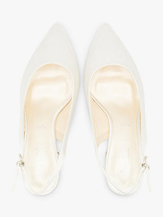 Paradox London Bessy Wide Fit Dyeable Satin Slingback Court Shoes, Ivory