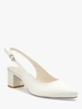 Paradox London Andrienne Dyeable Satin Mid Block Heel Court Shoes, Ivory