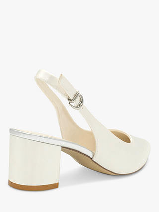 Paradox London Andrienne Dyeable Satin Mid Block Heel Court Shoes, Ivory