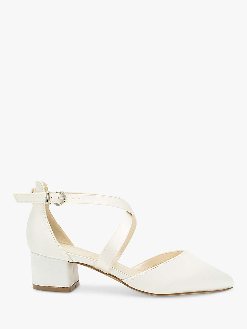 Buy Paradox London Blanche Wide Fit Dyeable Satin Mid Block Heel Court Shoes, Ivory Online at johnlewis.com