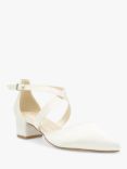 Paradox London Blanche Wide Fit Dyeable Satin Mid Block Heel Court Shoes, Ivory