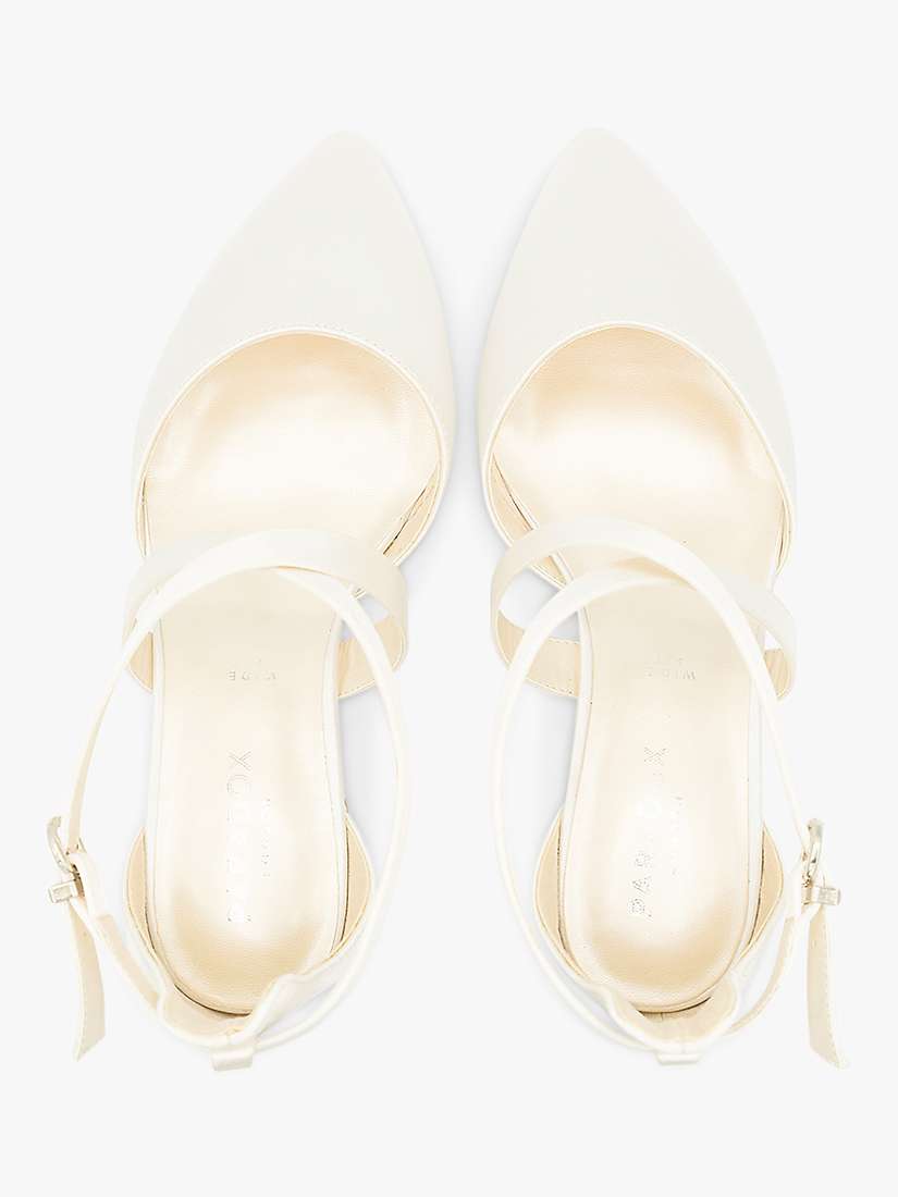 Buy Paradox London Blanche Wide Fit Dyeable Satin Mid Block Heel Court Shoes, Ivory Online at johnlewis.com