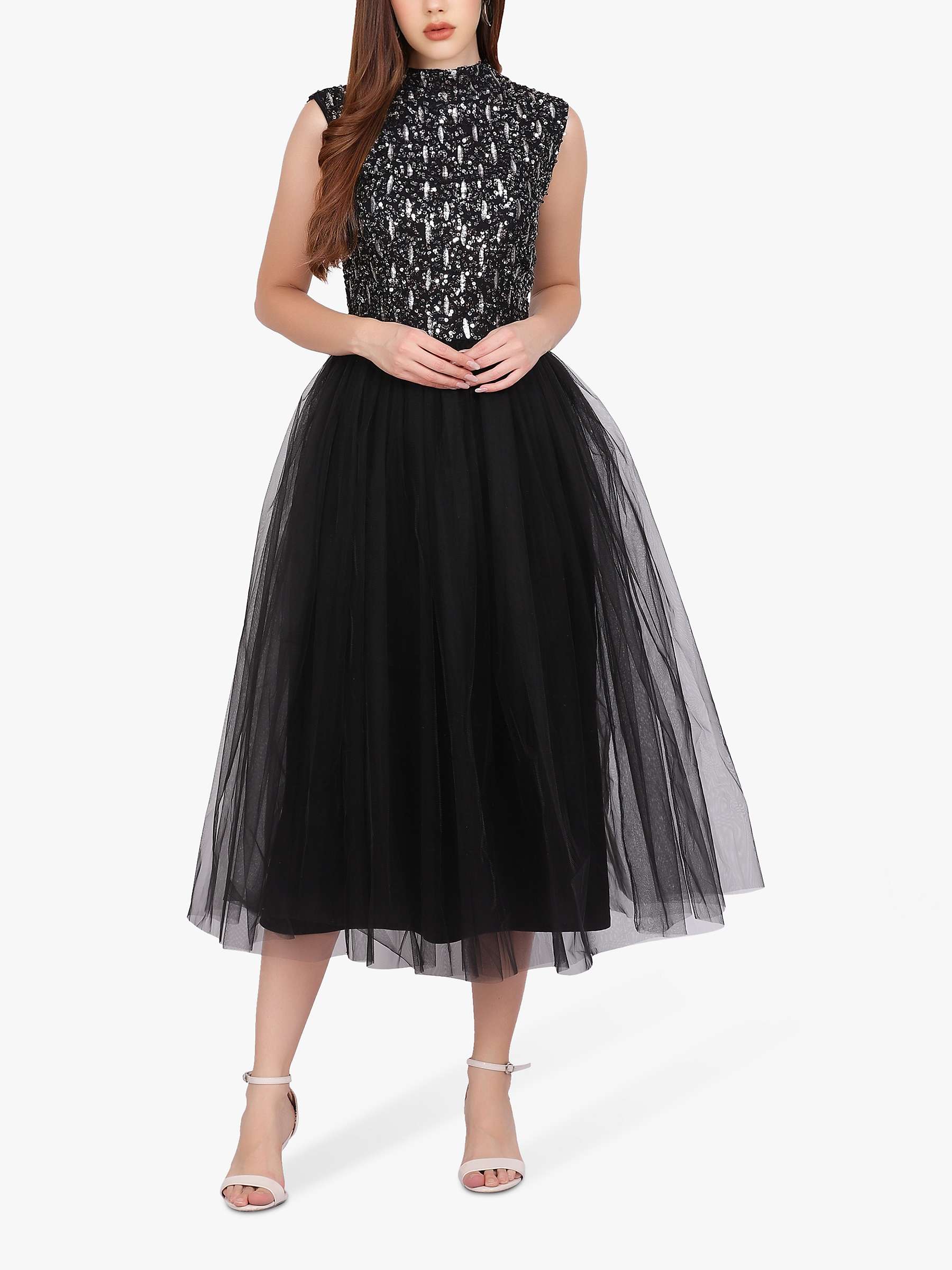Buy Lace & Beads Nanta Embellished Midi Dress, Black Online at johnlewis.com