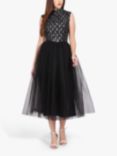 Lace & Beads Nanta Embellished Midi Dress, Black