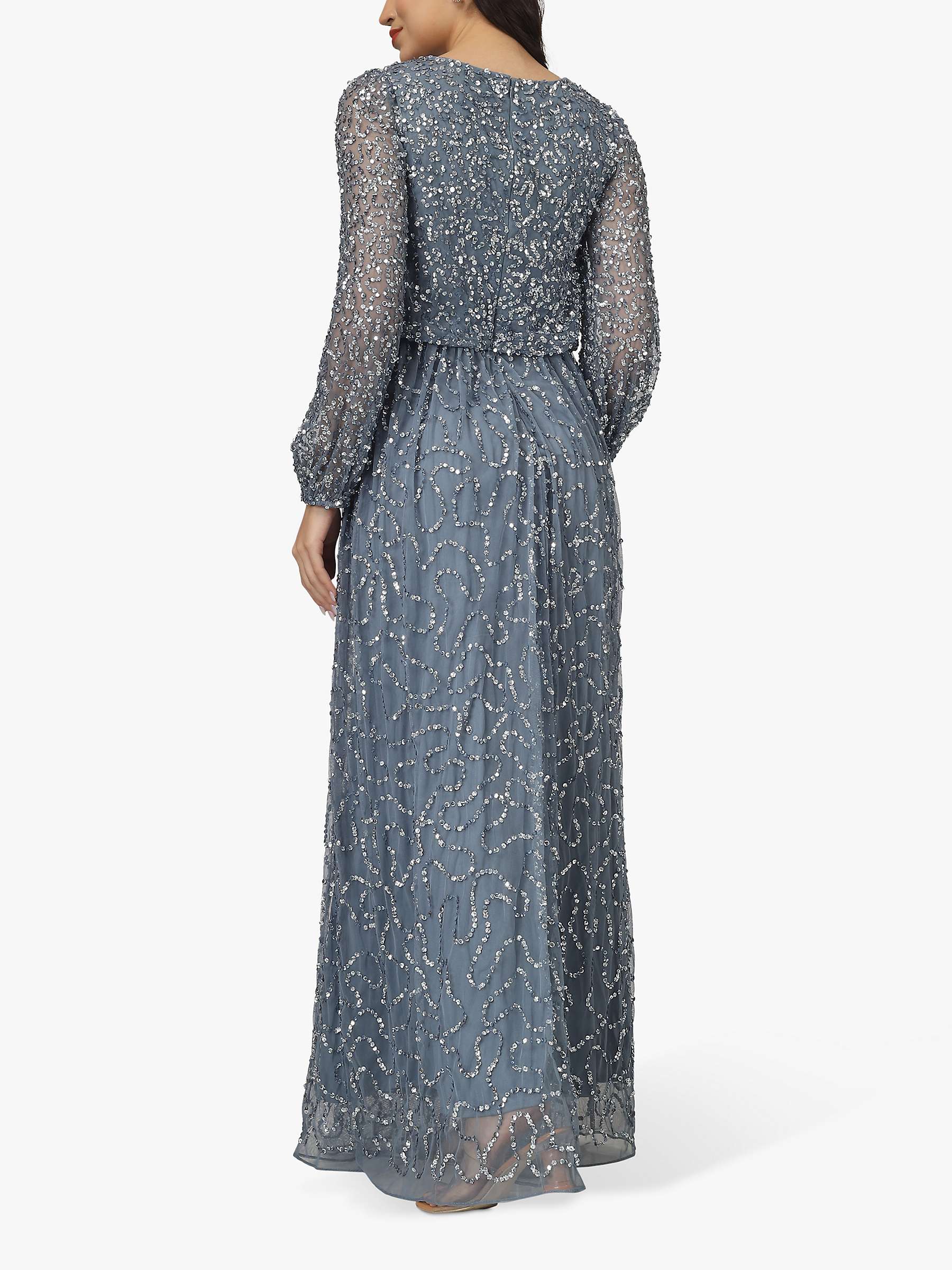 Buy Lace & Beads Melissa Embellished Maxi Dress, Dusty Blue Online at johnlewis.com