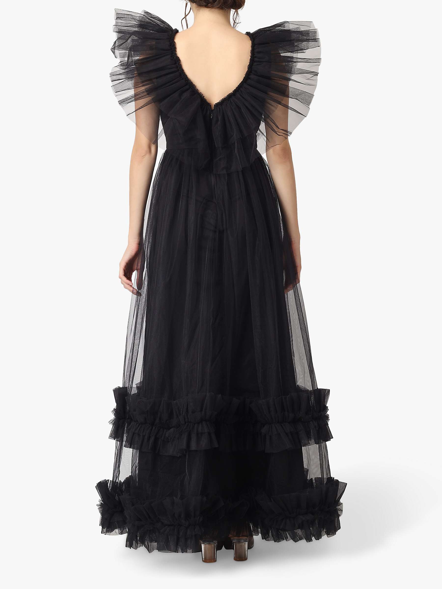 Buy Lace & Beads Reina Layered Mesh Maxi Dress, Black Online at johnlewis.com
