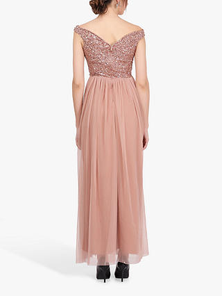 Lace & Beads Nina Embellished Maxi Dress,Taupe