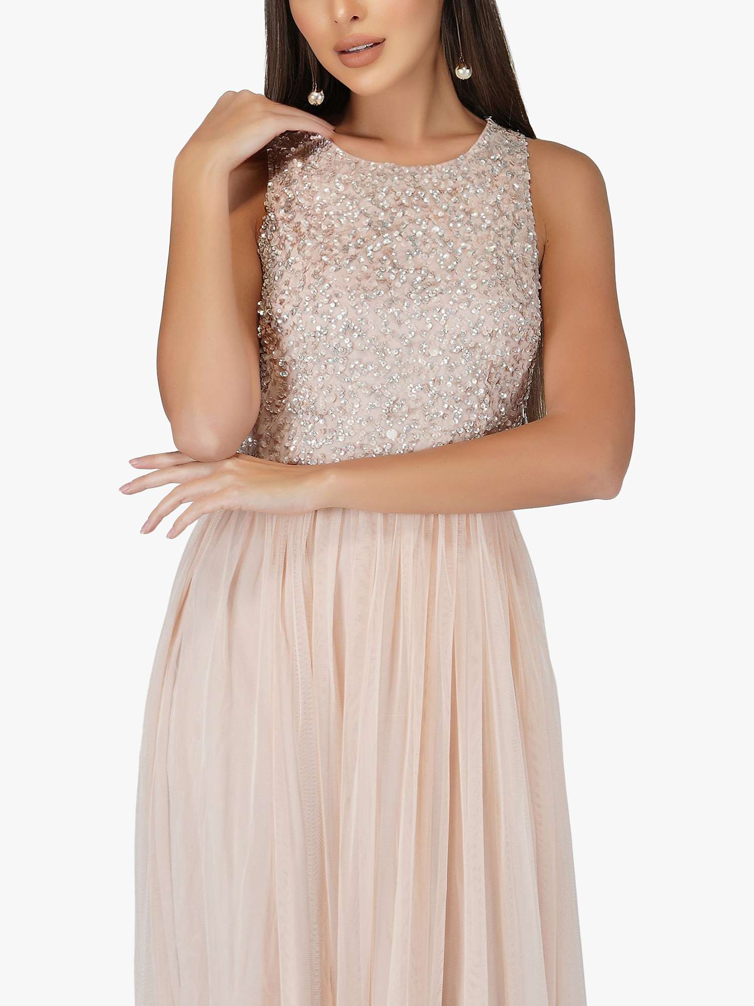 Buy Lace & Beads Nicasso Embellished Bodice Maxi Dress, Blush Pink Online at johnlewis.com