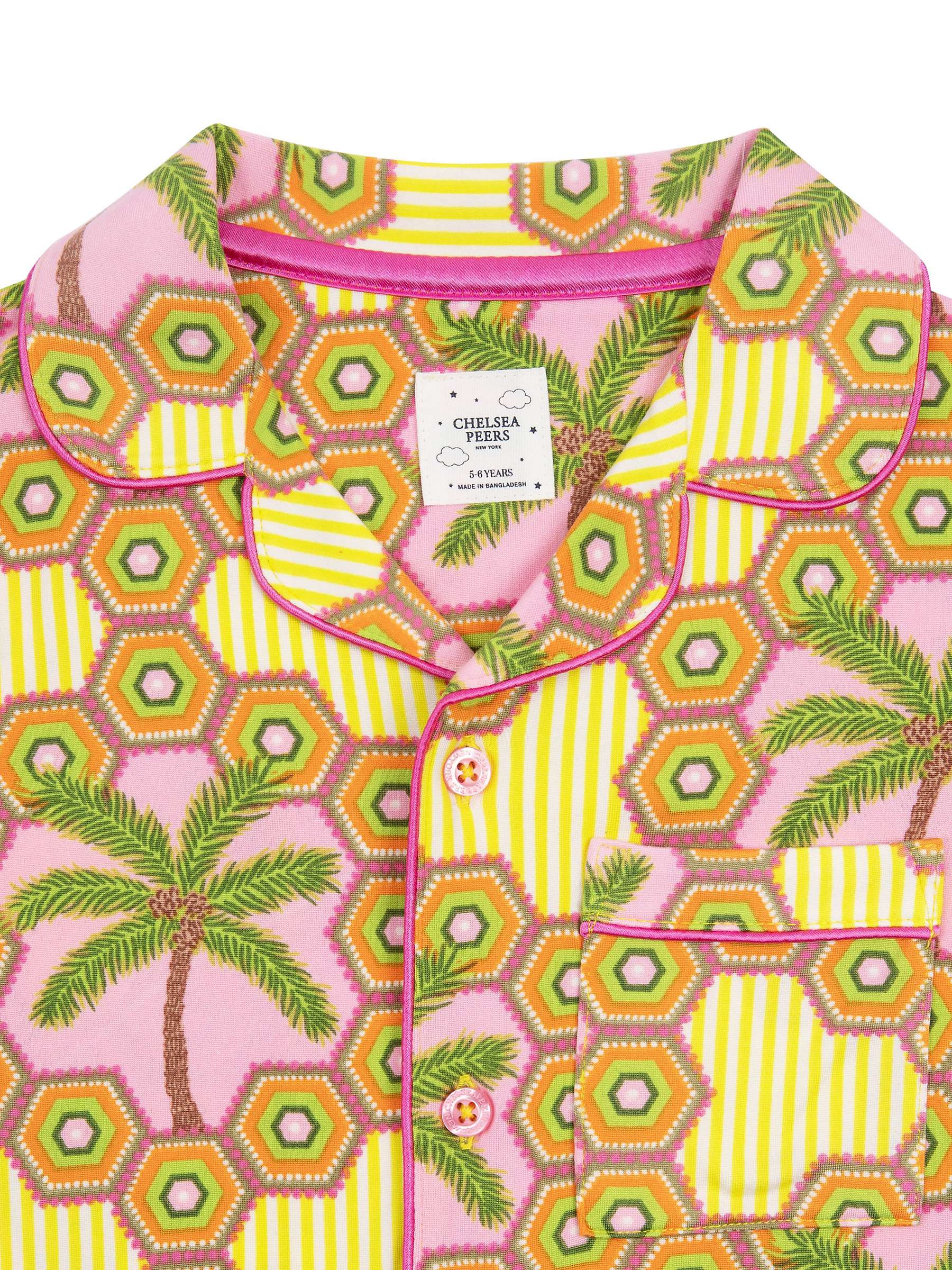 Buy Chelsea Peers Kids' Geometric Palm Print Shorty Pyjamas Set, Green/Multi Online at johnlewis.com