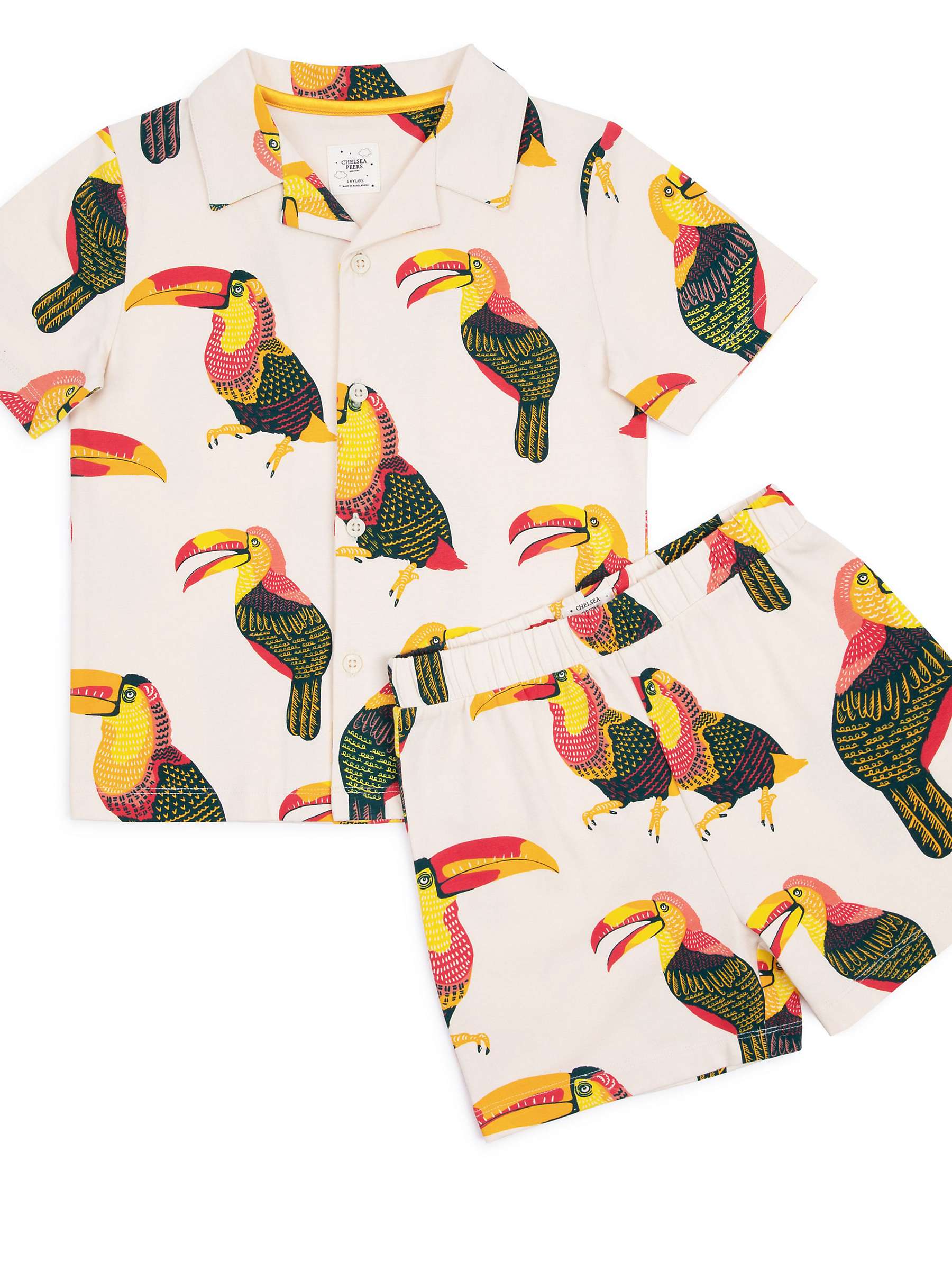 Buy Chelsea Peers Kids' Organic Cotton Blend Toucan Print Short Pyjama Set, Off White/Multi Online at johnlewis.com