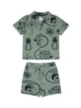 Chelsea Peers Kids' Tropical Holiday Print Short Pyjama Set, Khaki