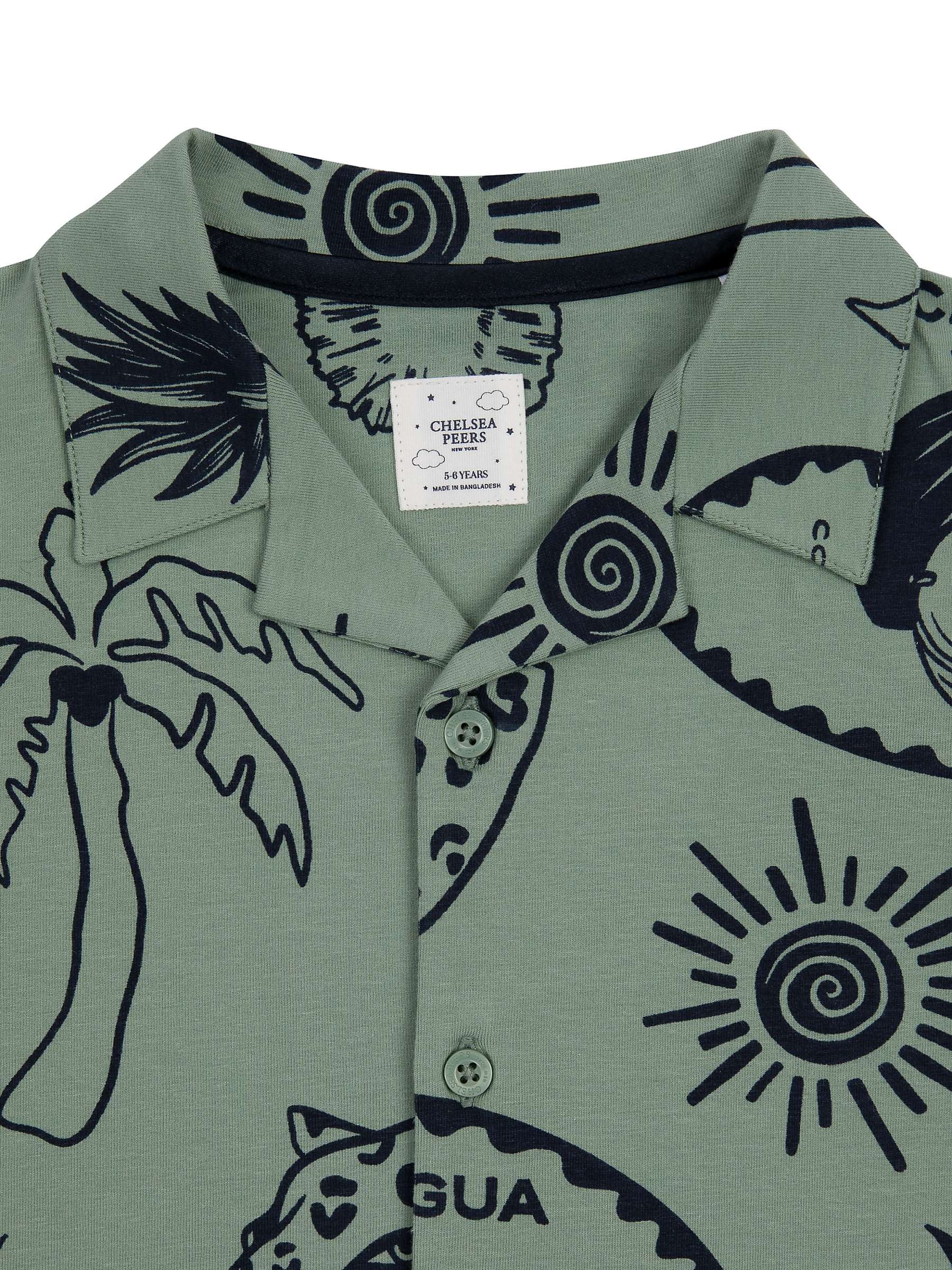 Buy Chelsea Peers Kids' Tropical Holiday Print Short Pyjama Set, Khaki Online at johnlewis.com