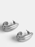 Mint Velvet Ribbed Teardrop Earrings, Silver