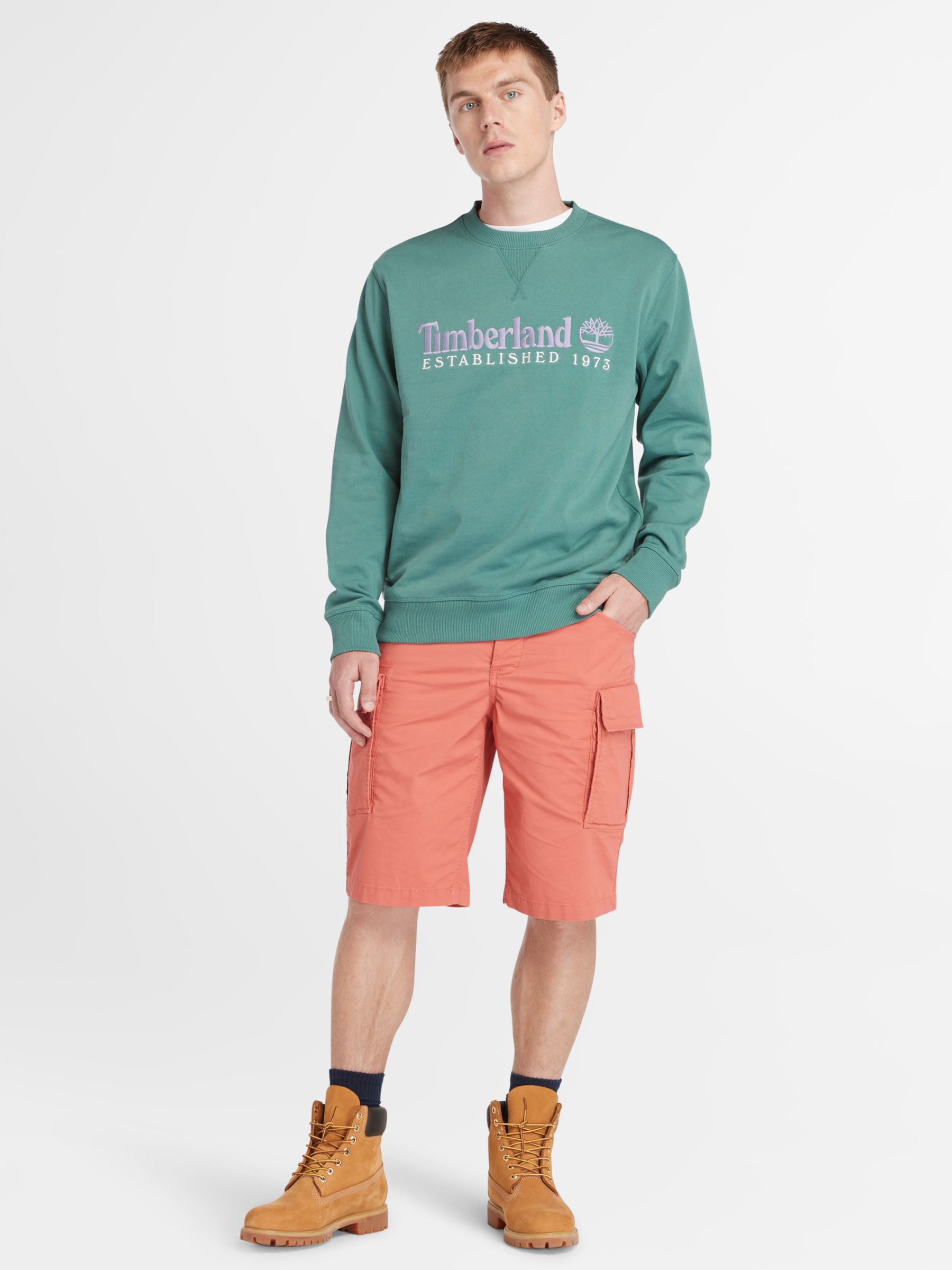 Buy Timberland Embroidered Logo Crew Jumper, Green Online at johnlewis.com