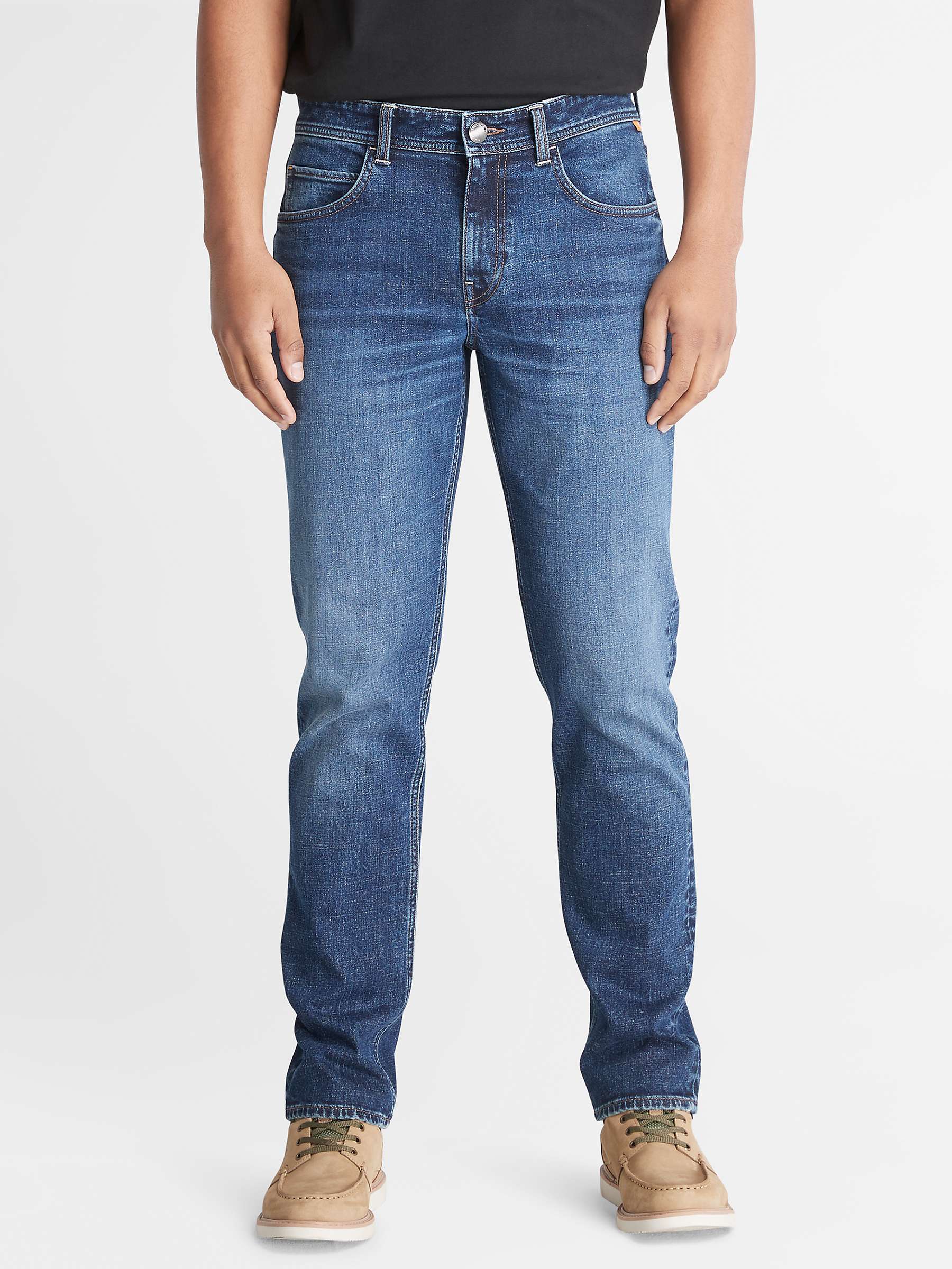 Buy Timberland Slim Fit Stretch Jeans, Mid Indigo Online at johnlewis.com